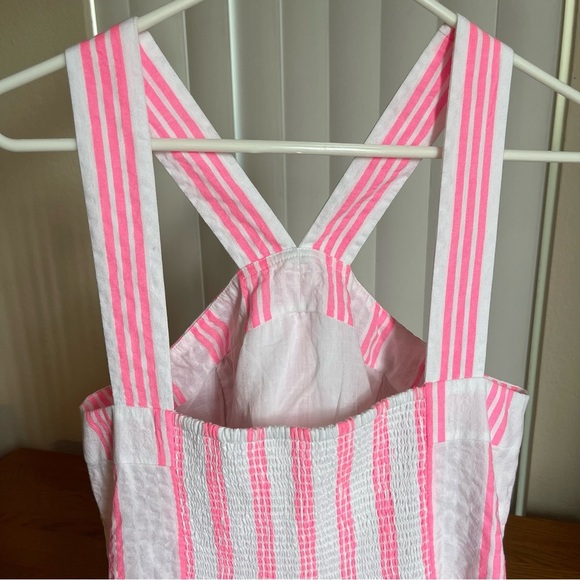 Lilly Pulitzer Jenette Halter Midi Dress Havana Pink Stripes Seersucker Size 10 - Picture 3 of 16